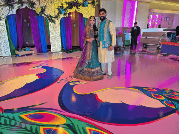 Custom Decal Dance Floor Wrap Gloss Removable Vinyl Indian Sangeet Ceremony Wedding Mehdi Mandala Full Color Print - Custom Decal Floor Wrap - Image 4