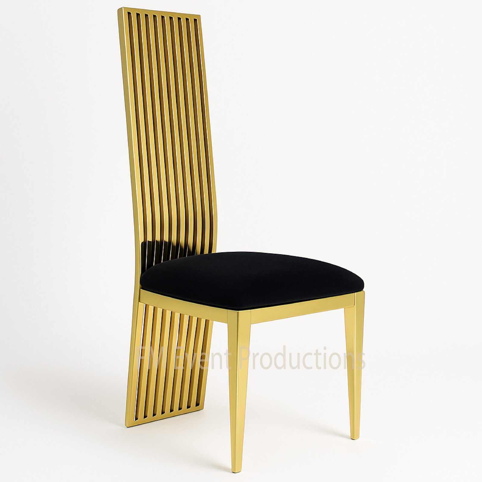 Gold High Back Black Chair Rental