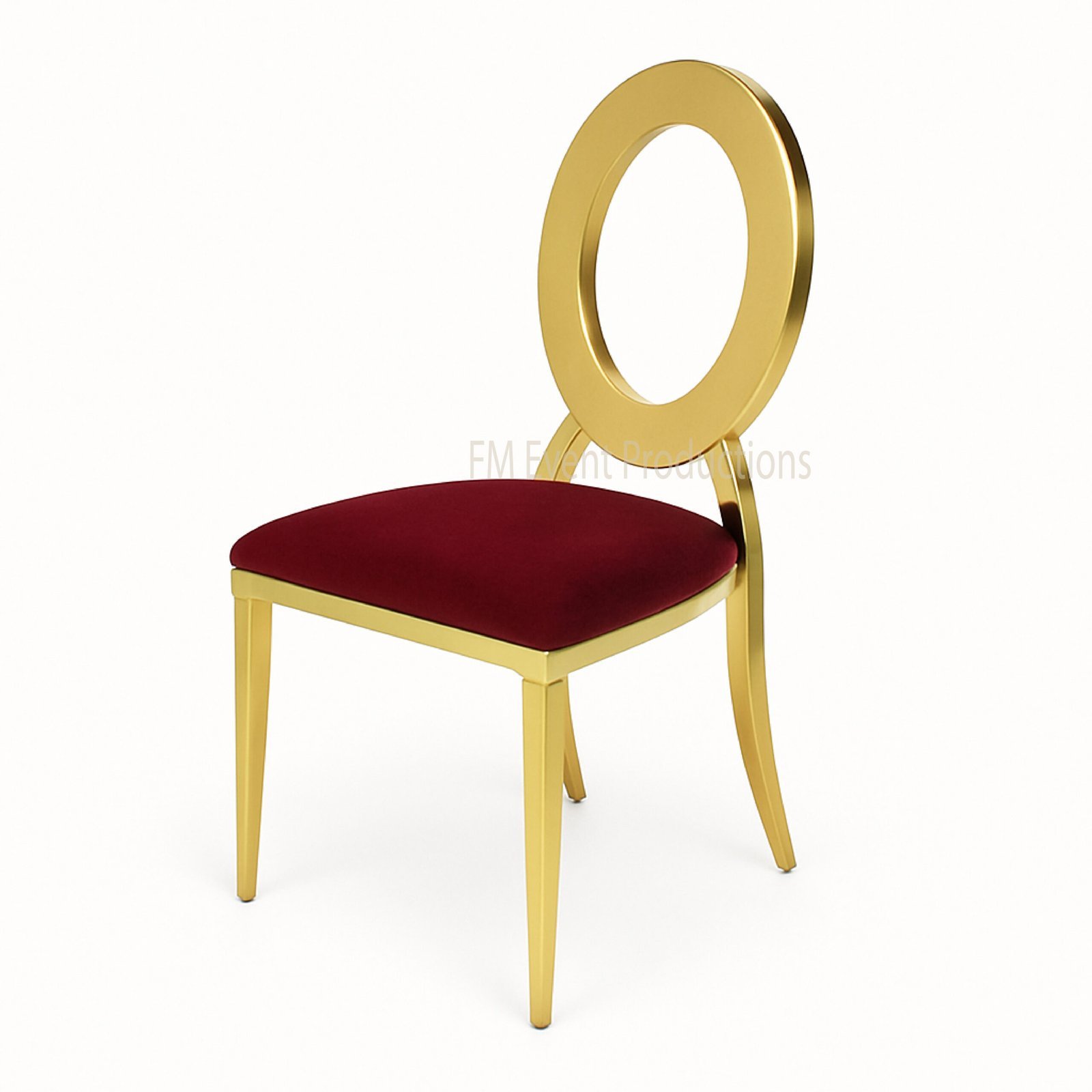 Gold Stainless Steel Halo Burgundy Chair Rental