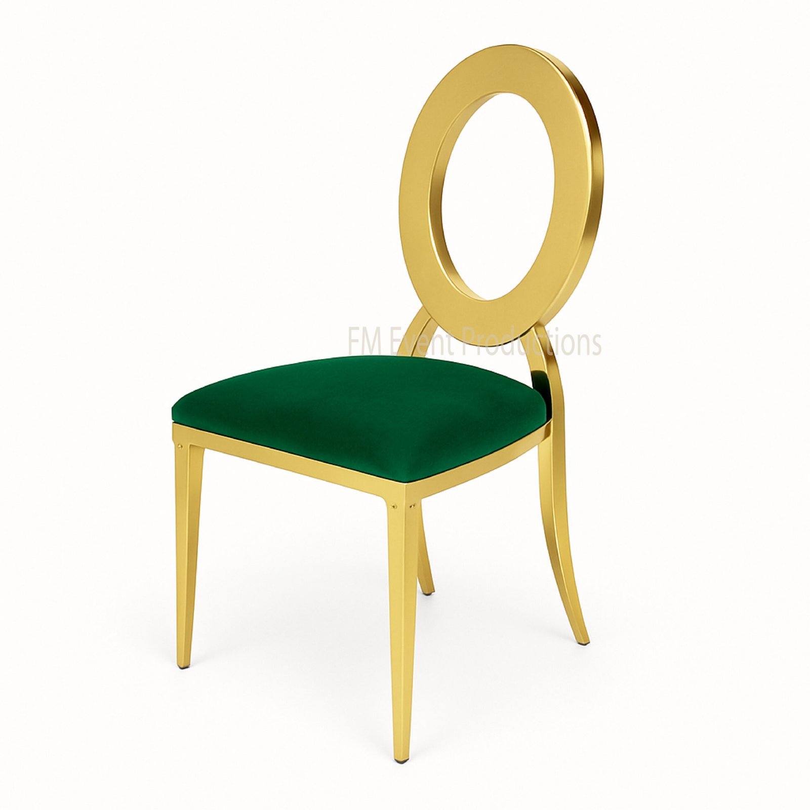 Gold Stainless Steel Halo Emerald Green Chair Rental