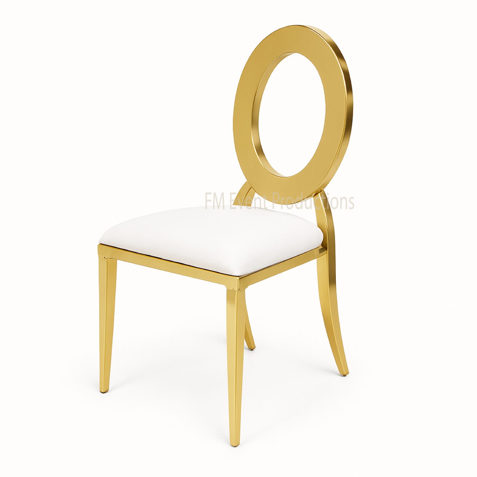 Gold Stainless Steel Halo White Chair Rental