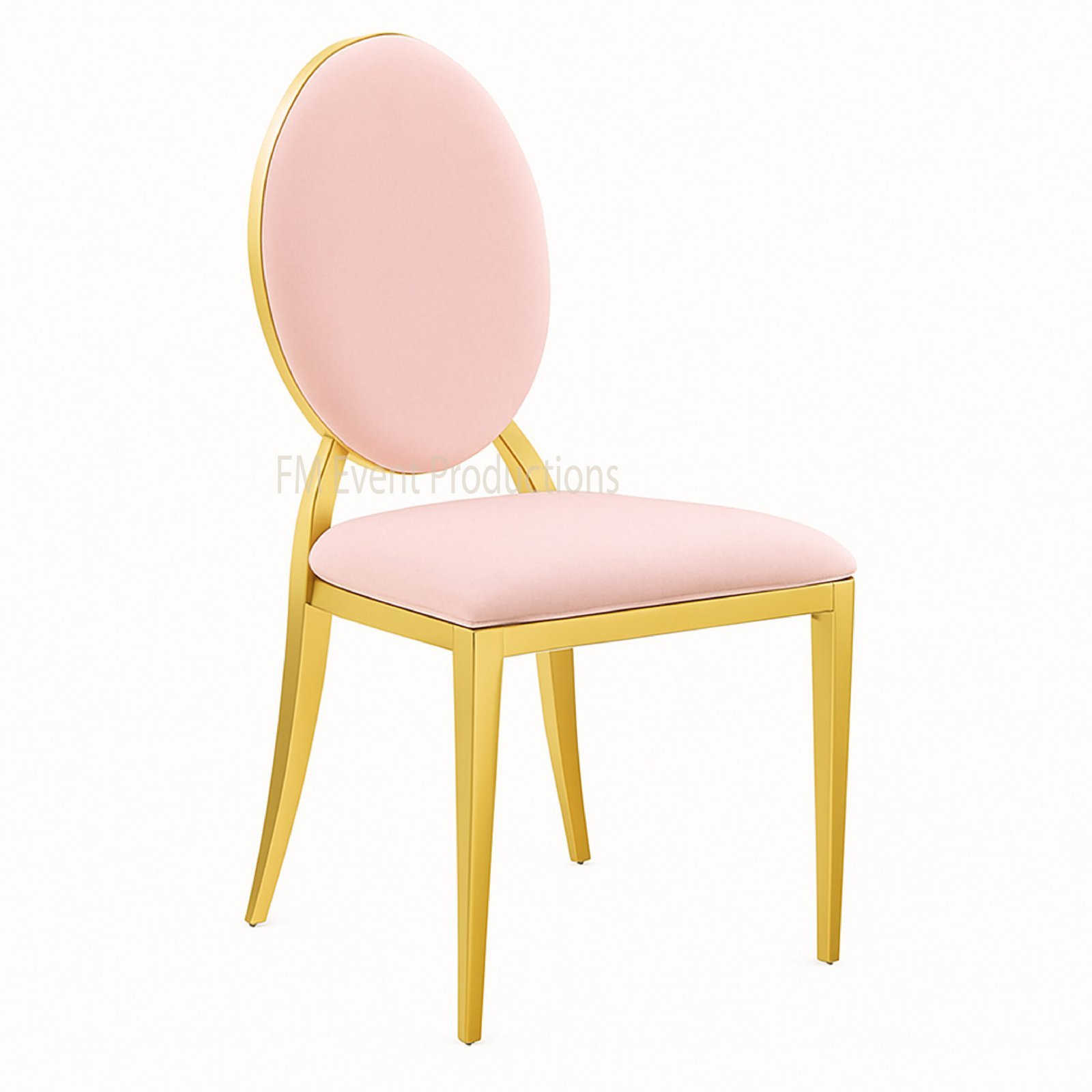 Gold Stainless Steel Dior Blush Pink Dining Chair Rental