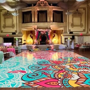 Custom Decal Dance Floor Wrap Gloss Removable Vinyl Indian Sangeet Ceremony Wedding Mehdi Mandala Full Color Print - Custom Decal Floor Wrap