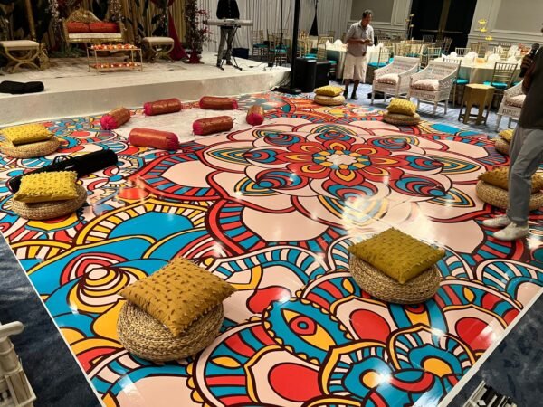 Custom Decal Dance Floor Wrap Gloss Removable Vinyl Indian Sangeet Ceremony Wedding Mehdi Mandala Full Color Print - Custom Decal Floor Wrap - Image 8