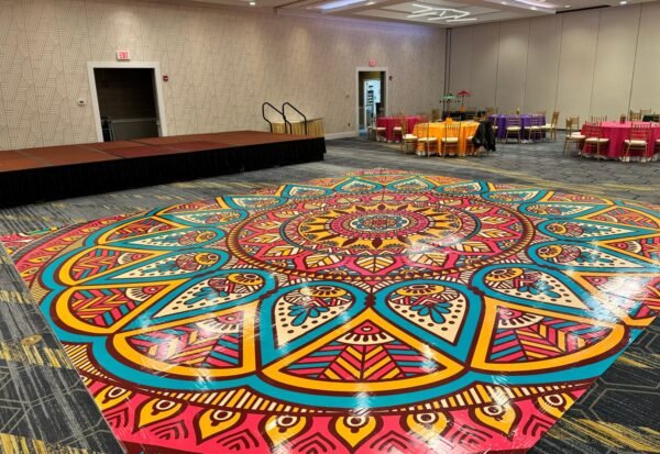 Custom Decal Dance Floor Wrap Gloss Removable Vinyl Indian Sangeet Ceremony Wedding Mehdi Mandala Full Color Print - Custom Decal Floor Wrap - Image 10