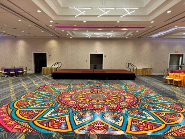 Custom Decal Dance Floor Wrap Gloss Removable Vinyl Indian Sangeet Ceremony Wedding Mehdi Mandala Full Color Print - Custom Decal Floor Wrap - Image 6