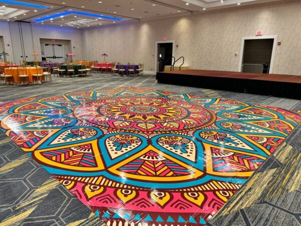 Custom Decal Dance Floor Wrap Gloss Removable Vinyl Indian Sangeet Ceremony Wedding Mehdi Mandala Full Color Print - Custom Decal Floor Wrap - Image 2