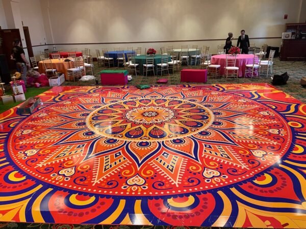 Custom Decal Dance Floor Wrap Gloss Removable Vinyl Indian Sangeet Ceremony Wedding Mehdi Mandala Full Color Print - Custom Decal Floor Wrap - Image 9