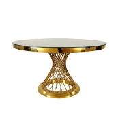 Twisted Stainless Gold Dining Table Rental