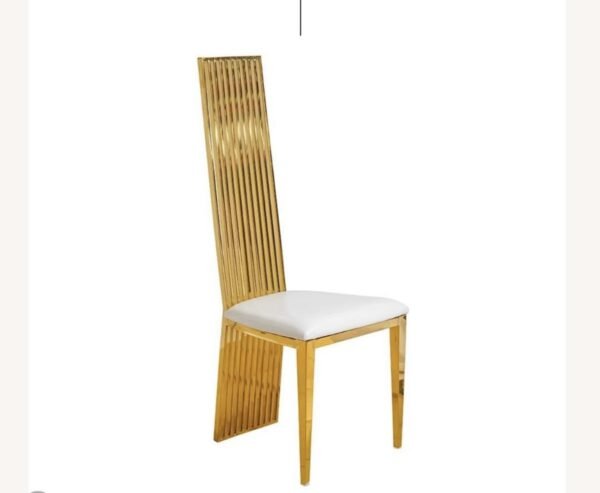 High Back White Velvet Dining Chair for Rental - Image 3