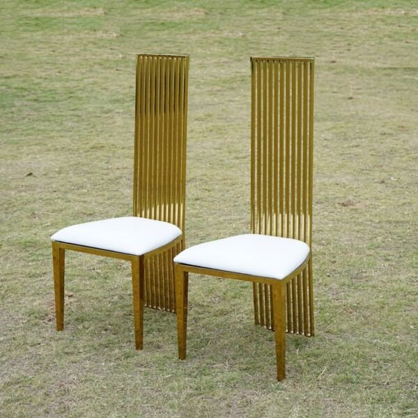 High Back White Velvet Dining Chair for Rental - Image 4