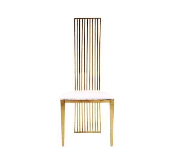 High Back White Velvet Dining Chair for Rental - Image 5